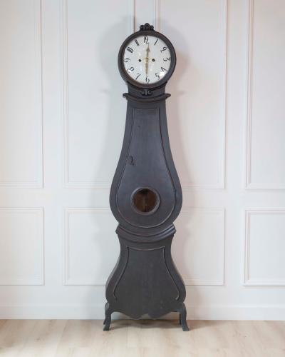 19th Century Swedish Mora Clock in Black Paint
