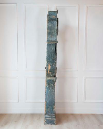 19th Century Swedish Mora Clock in Original Blue Paint