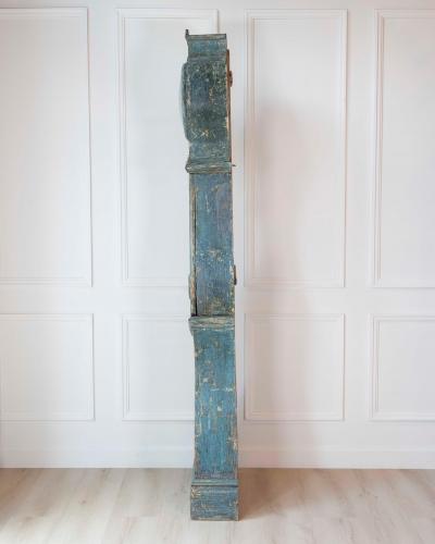 19th Century Swedish Mora Clock in Original Blue Paint