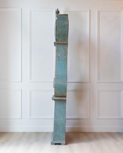 19th Century Swedish Mora Clock in Original Turquoise Paint