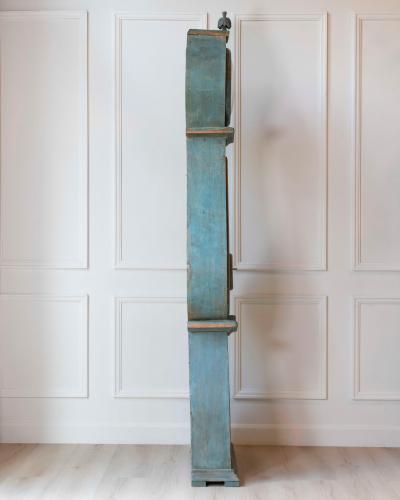 19th Century Swedish Mora Clock in Original Turquoise Paint