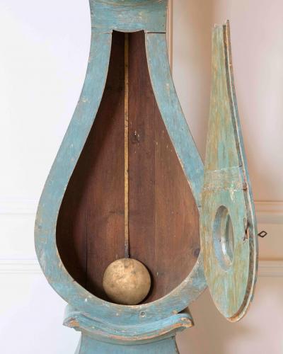 19th Century Swedish Mora Clock in Original Turquoise Paint