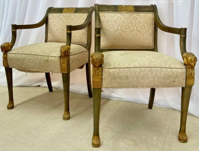 19th Century Swedish Neoclassical Arm Chairs a Pair Fauteuils Europe 19th C 