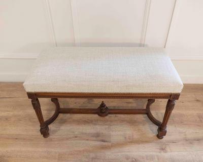 19th Century Swedish Neoclassical Bench with Upholstered Seat