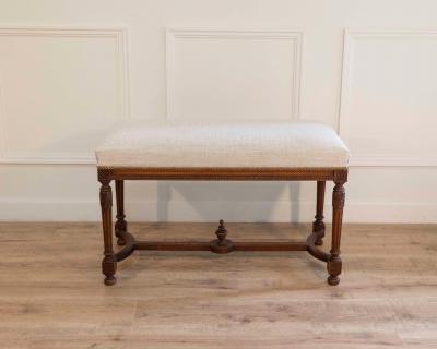 19th Century Swedish Neoclassical Bench with Upholstered Seat