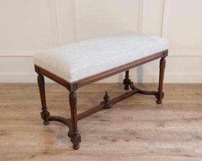 19th Century Swedish Neoclassical Bench with Upholstered Seat