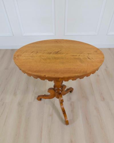 19th Century Swedish Oval Flame Birch Side Table Circa 1890