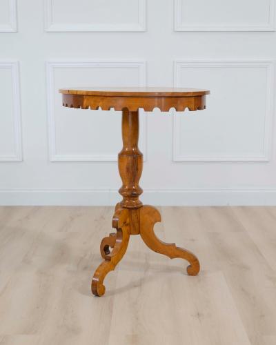 19th Century Swedish Oval Flame Birch Side Table Circa 1890