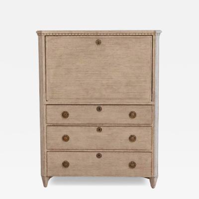 19th Century Swedish Painted Bureau In White With Original Interior