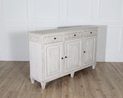 19th Century Swedish Painted Pine Sideboard with Greek Key Frieze