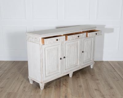 19th Century Swedish Painted Pine Sideboard with Greek Key Frieze