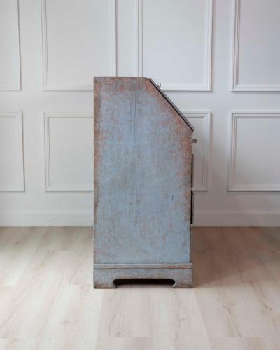 19th Century Swedish Painted Secretary in Blue with White Highlights circa 1830
