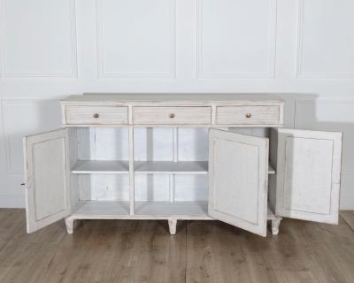 19th Century Swedish Painted Sideboard in Pine with Diamond Panel Doors