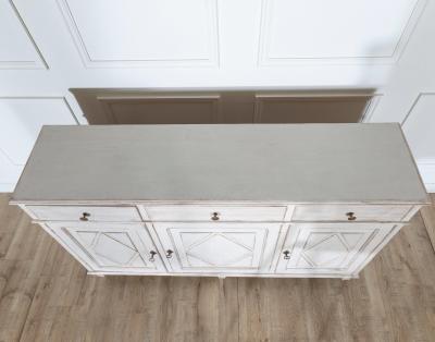 19th Century Swedish Painted Sideboard in Pine with Diamond Panel Doors