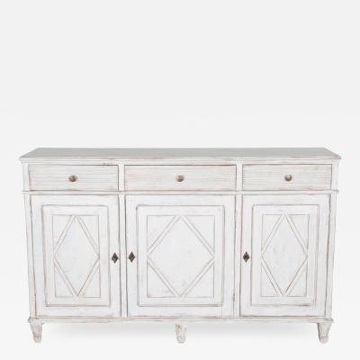19th Century Swedish Painted Sideboard in Pine with Diamond Panel Doors