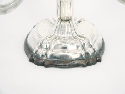 19th Century Tableware Sterling Silver Five Arm Candelabra Wood Base