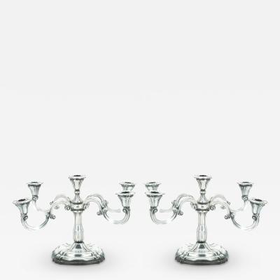 19th Century Tableware Sterling Silver Five Arm Candelabra Wood Base