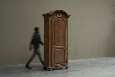 19th Century Tall French Single Door Armoire or Bonneti re Cabinet in Solid Oak