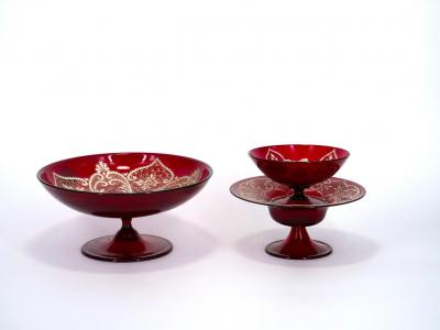 19th Century Three Murano Glass Decorative Compote