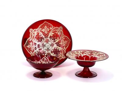 19th Century Three Murano Glass Decorative Compote