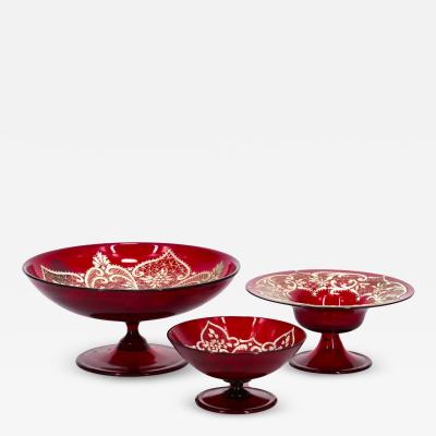 19th Century Three Murano Glass Decorative Compote