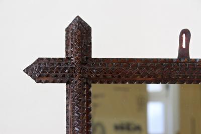 19th Century Tramp Art Rustic Mirror Handcarved Austria circa 1880