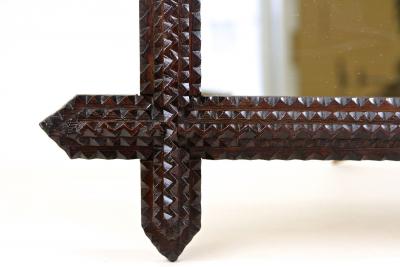 19th Century Tramp Art Rustic Mirror Handcarved Austria circa 1880