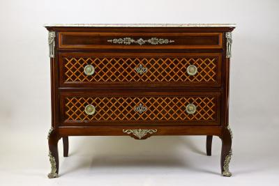 19th Century Transitional Marquetry Chest Of Drawers Mahogany FR circa 1870