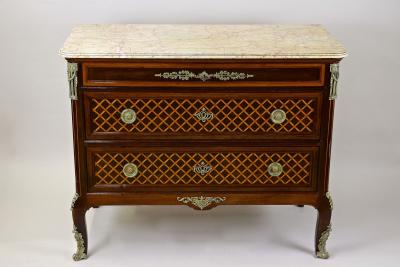 19th Century Transitional Marquetry Chest Of Drawers Mahogany FR circa 1870