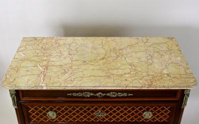 19th Century Transitional Marquetry Chest Of Drawers Mahogany FR circa 1870