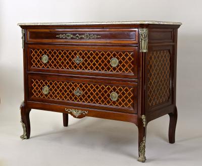 19th Century Transitional Marquetry Chest Of Drawers Mahogany FR circa 1870