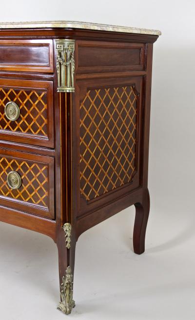 19th Century Transitional Marquetry Chest Of Drawers Mahogany FR circa 1870
