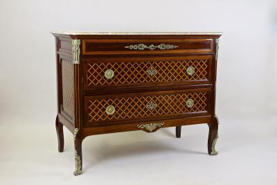 19th Century Transitional Marquetry Chest Of Drawers Mahogany FR circa 1870