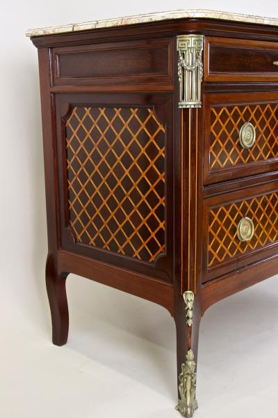 19th Century Transitional Marquetry Chest Of Drawers Mahogany FR circa 1870