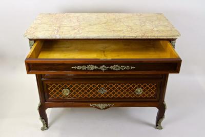 19th Century Transitional Marquetry Chest Of Drawers Mahogany FR circa 1870