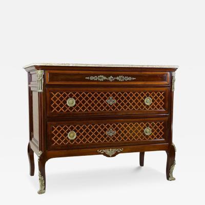 19th Century Transitional Marquetry Chest Of Drawers Mahogany FR circa 1870