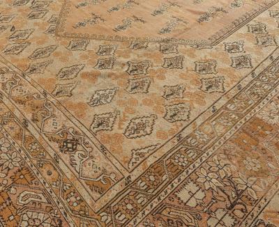 19th Century Turkish Ghiordes Beige Handwoven Wool Rug