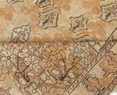 19th Century Turkish Ghiordes Beige Handwoven Wool Rug