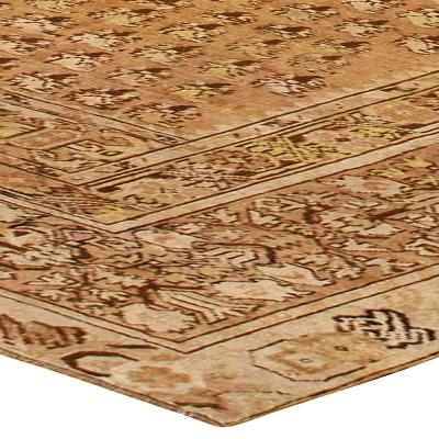 19th Century Turkish Ghiordes Light Brown Handwoven Wool Rug