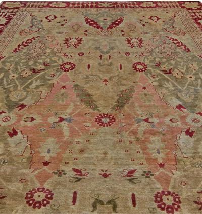 19th Century Turkish Hereke Rug in Burgundy Earthy Taupe Green and Brown