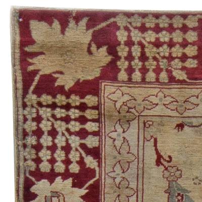 19th Century Turkish Hereke Rug in Burgundy Earthy Taupe Green and Brown