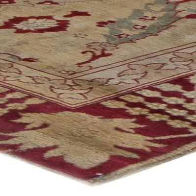 19th Century Turkish Hereke Rug in Burgundy Earthy Taupe Green and Brown