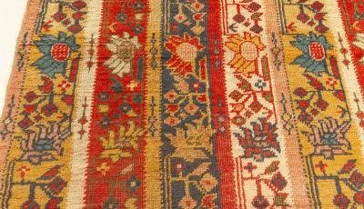 19th Century Turkish Oushak Botanic Handwoven Wool Rug
