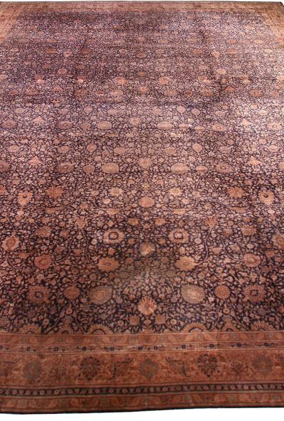 19th Century Turkish Sivas Puple Botanic Handmade Rug