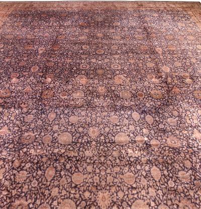 19th Century Turkish Sivas Puple Botanic Handmade Rug