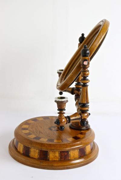 19th Century Vanity Table Mirror With Candlesticks Micro Inlays AT ca 1890