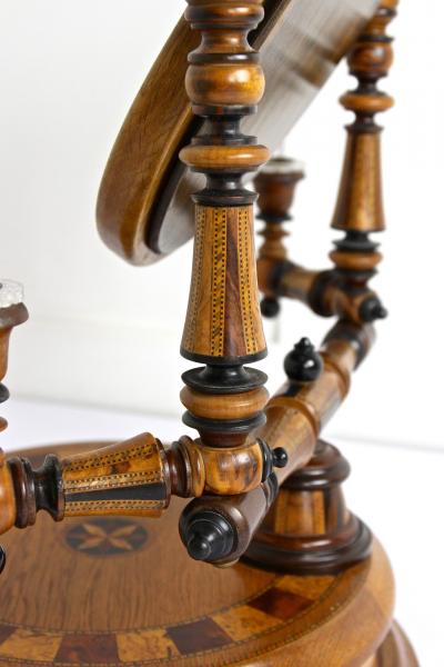 19th Century Vanity Table Mirror With Candlesticks Micro Inlays AT ca 1890