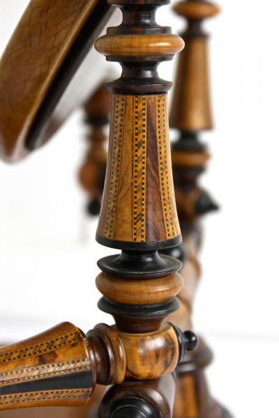 19th Century Vanity Table Mirror With Candlesticks Micro Inlays AT ca 1890
