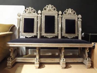 19th Century Venetian Silver Gilt Grotto Seahorse Bench