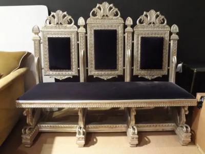 19th Century Venetian Silver Gilt Grotto Seahorse Bench